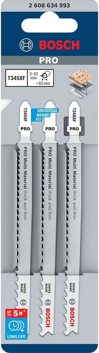 Bosch Professional T 345 XF Decoupeerzaagblad - 132mm - 3 Stuks