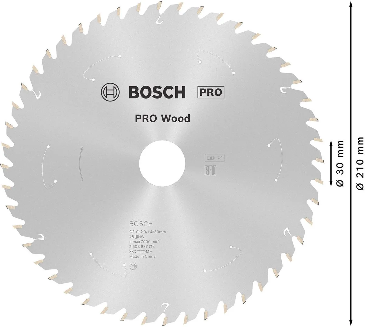 Bosch Professional Standard for Wood Zaagblad 210mm 48 Tanden - 2608837714