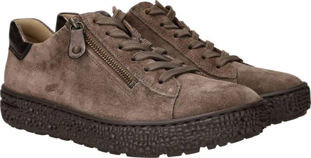 Hartjes Combi Met Hiel Suede H Ls Sneaker - Taupe - Maat 41,5
