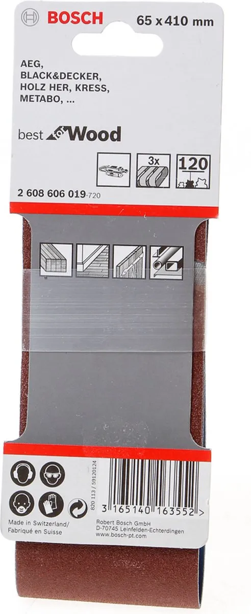 Bosch Professional 3 Banden 65x410 Best Wood+Paint 120