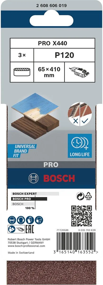 Bosch Professional 3 Banden 65x410 Best Wood+Paint 120