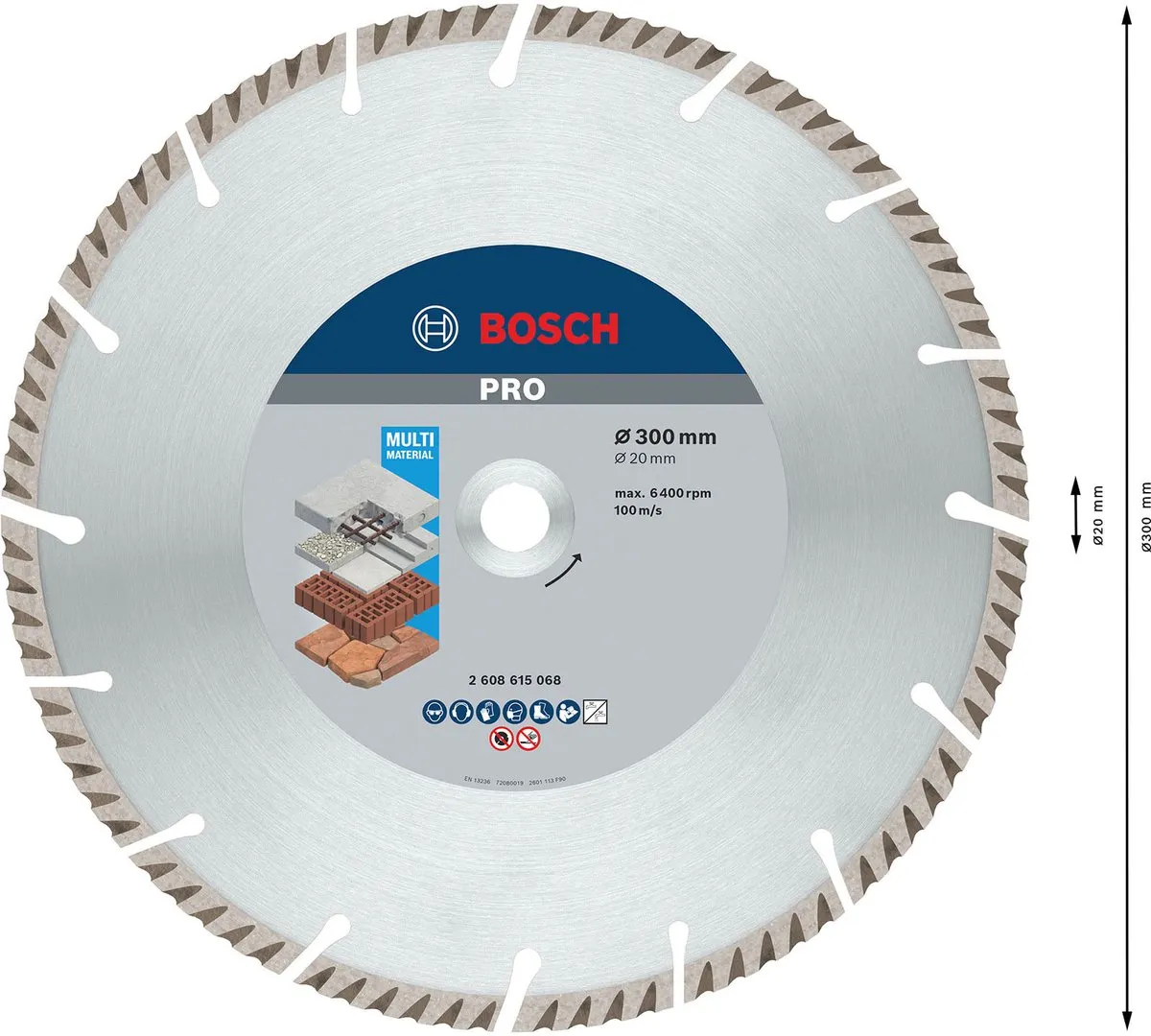 Bosch Professional Diamantschijf Universal 300mm - Hout - 25,4mm - 20mm as