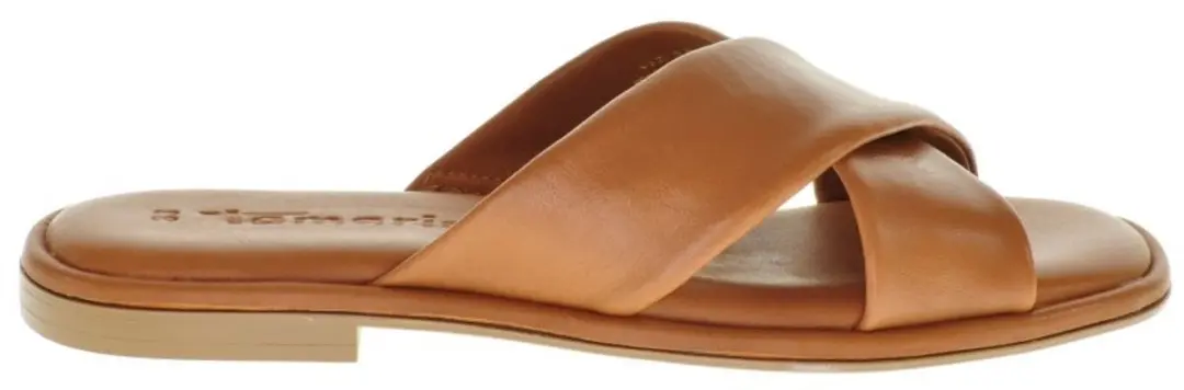 Tamaris Cognac Lederen Slipper Kruis maat 38
