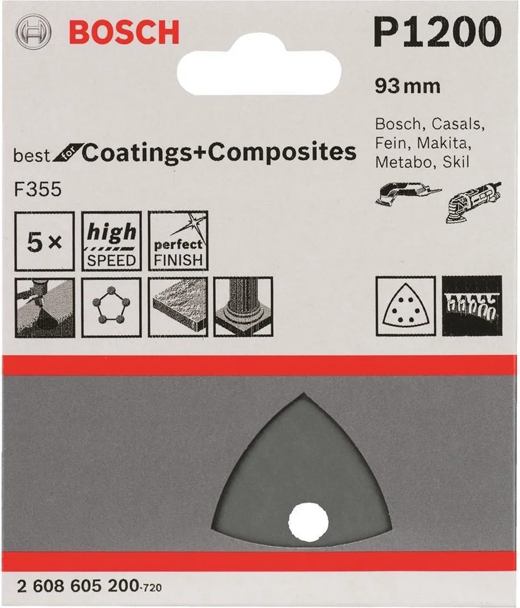 Bosch Professional Delta Schuurvel 6,1200 - 5 Stuks