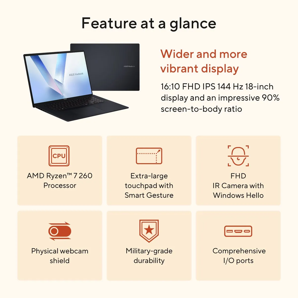 ASUS Vivobook 18 M1807HA-S8087W Laptop 18,4" - 1TB SSD