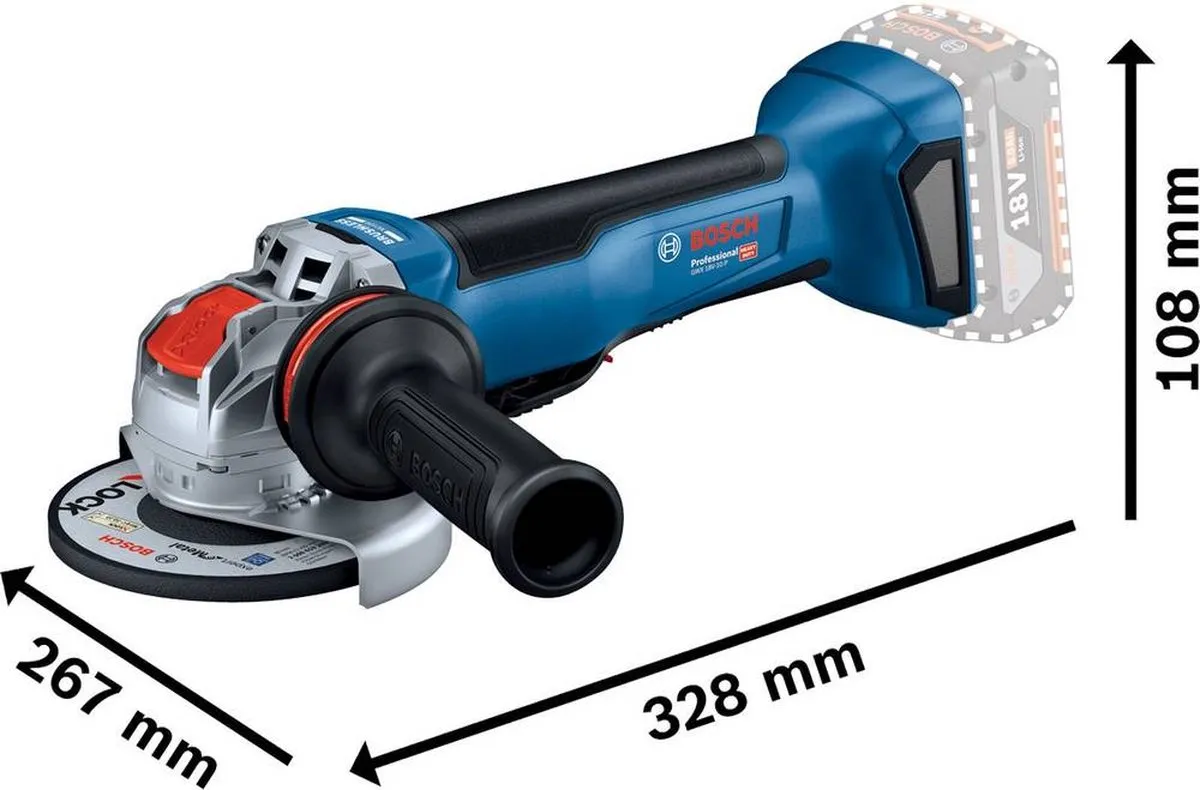 Bosch Professional GWX 18V-10P Accu Haakse Slijper 125mm X-LOCK