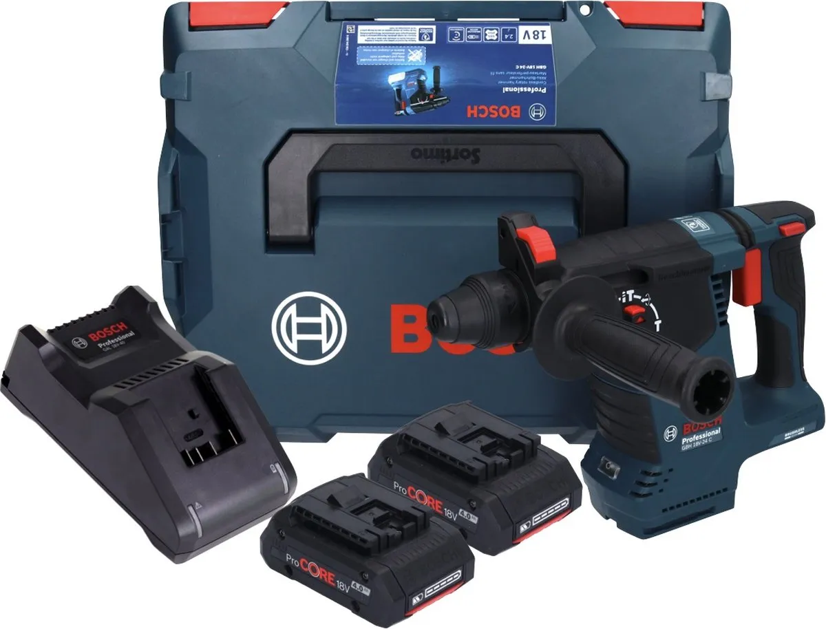 Bosch Professional GBH 18V-24 C Boorhamer - 2x 4,0 Ah Accu + Lader
