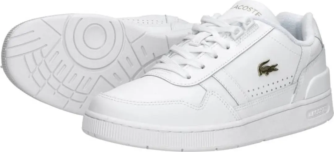 Lacoste T-Clip Dames Sneakers - Wit/Goud - Maat 36 - afbeelding 6 van 6