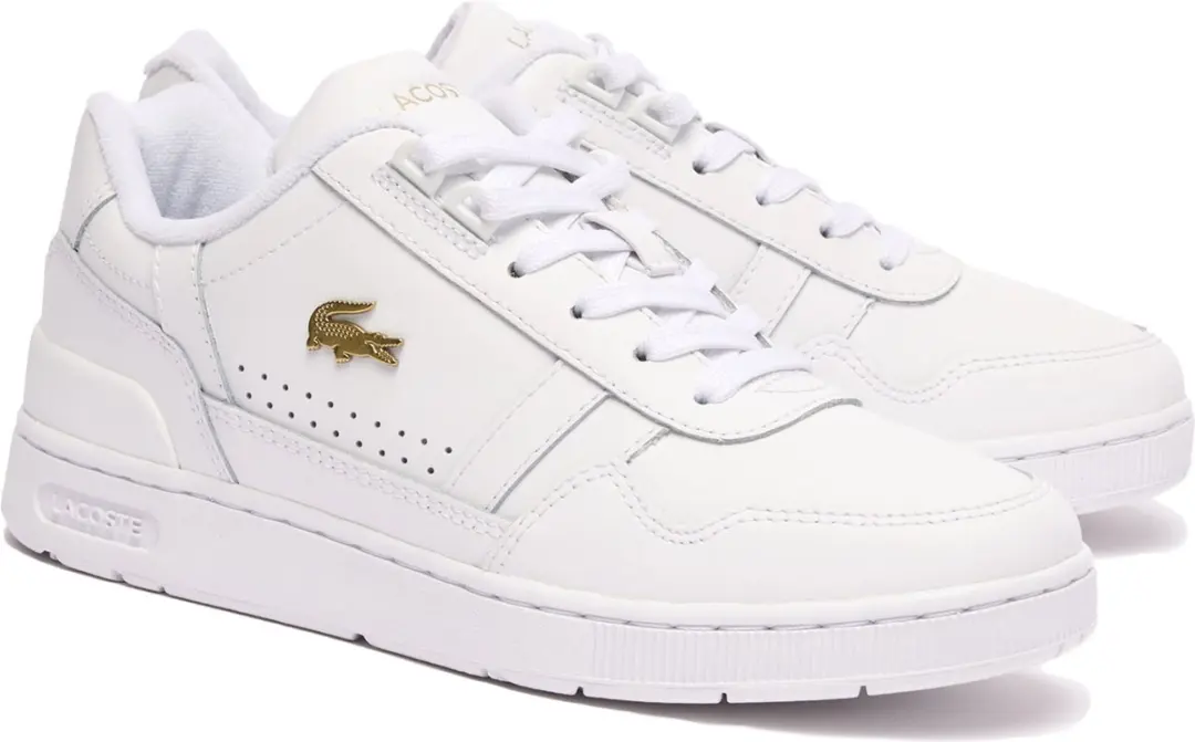 Lacoste T-Clip Dames Sneakers - Wit/Goud - Maat 36 - afbeelding 2 van 6