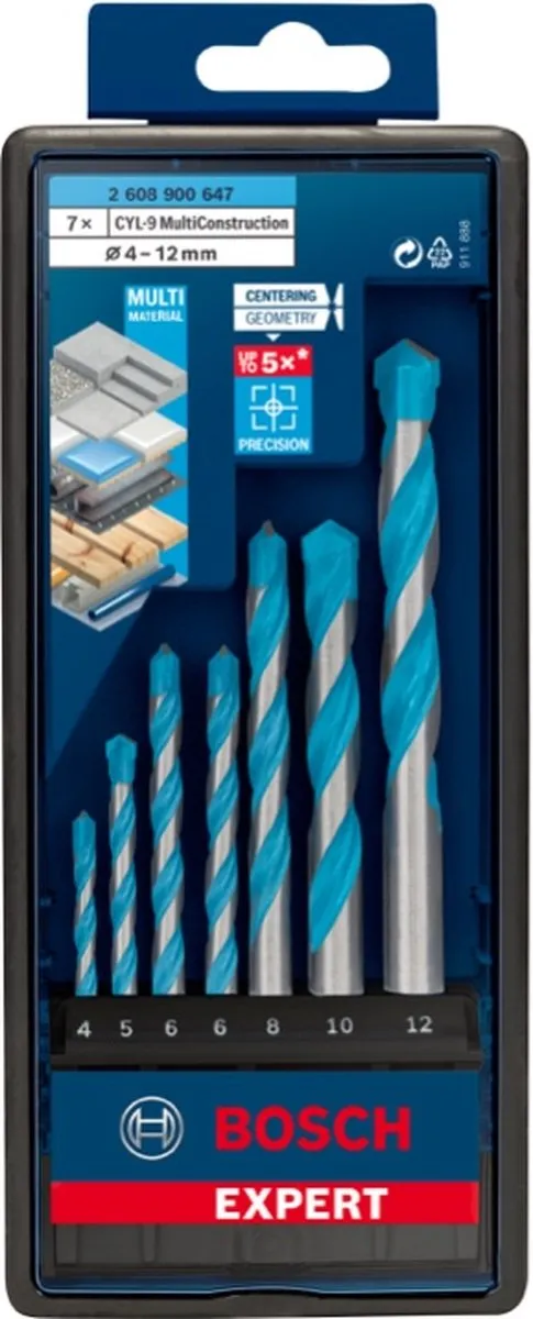 Bosch Professional EXPERT 7-delige Universeelborenset CYL-9 MultiConstruction - afbeelding 6 van 6