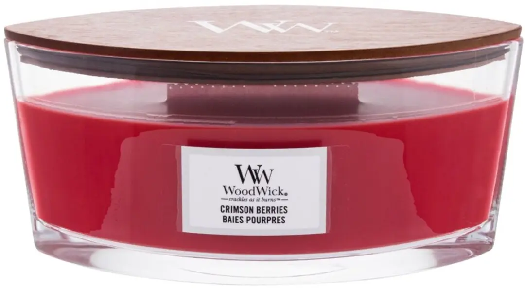 Woodwick Heartwick Flame Ellipse Geurkaars - Crimson Berries 50 uur