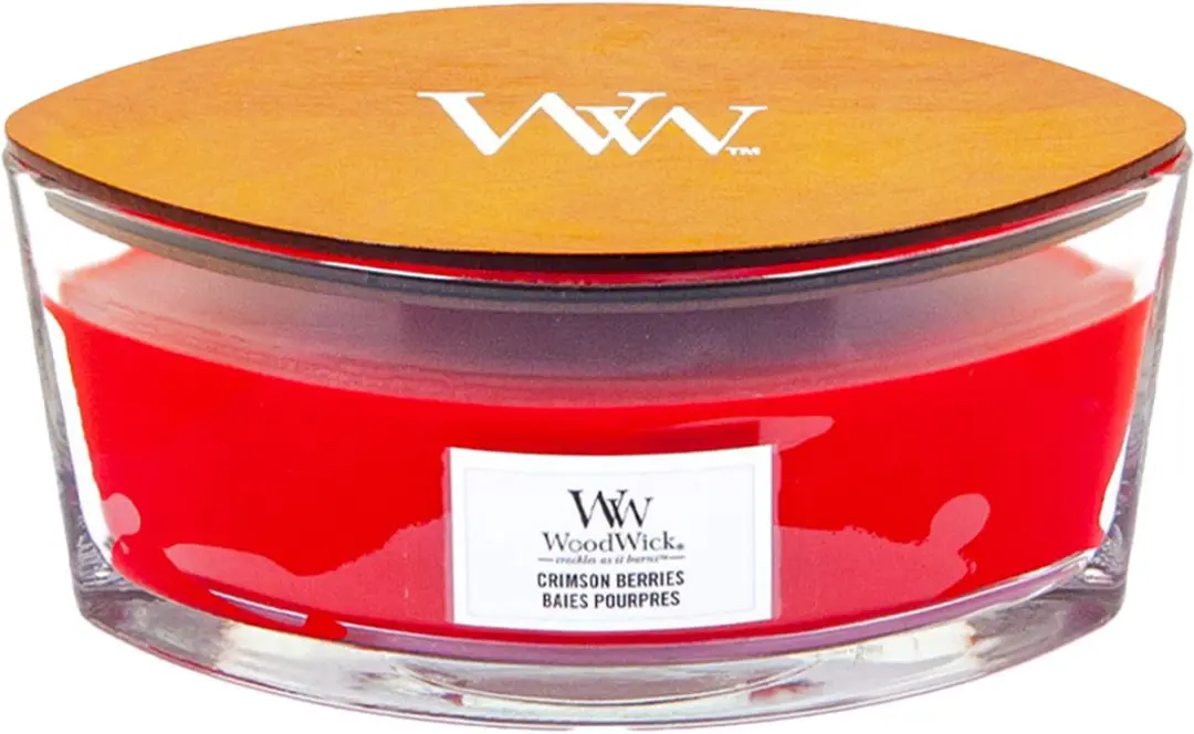 Woodwick Heartwick Flame Ellipse Geurkaars - Crimson Berries 50 uur