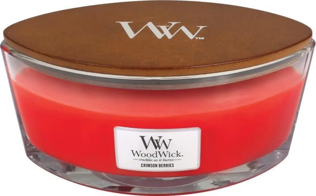 Woodwick Heartwick Flame Ellipse Geurkaars - Crimson Berries 50 uur