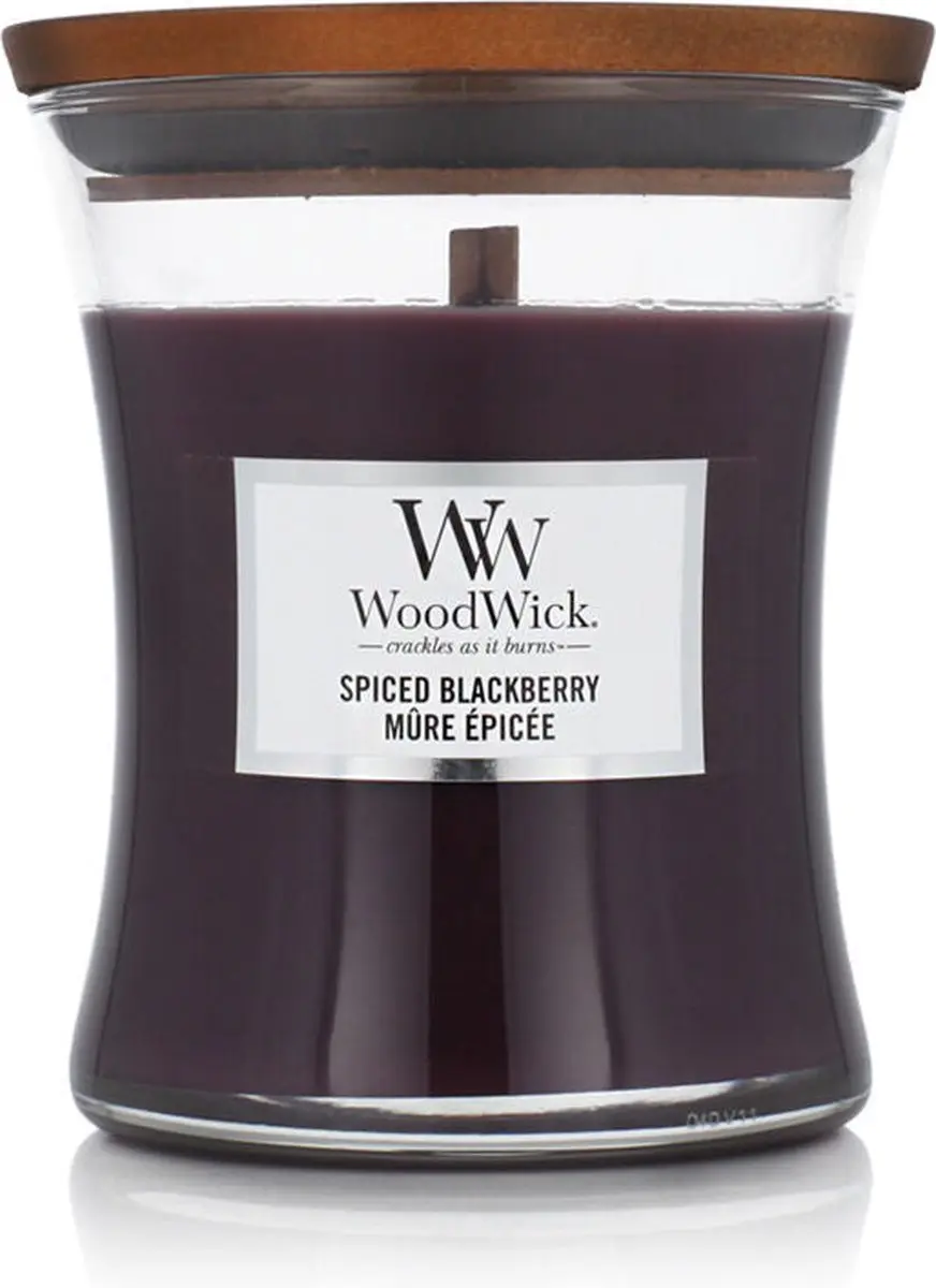 Woodwick Hourglass Geurkaars - Spiced Blackberry 60 uur - Paars