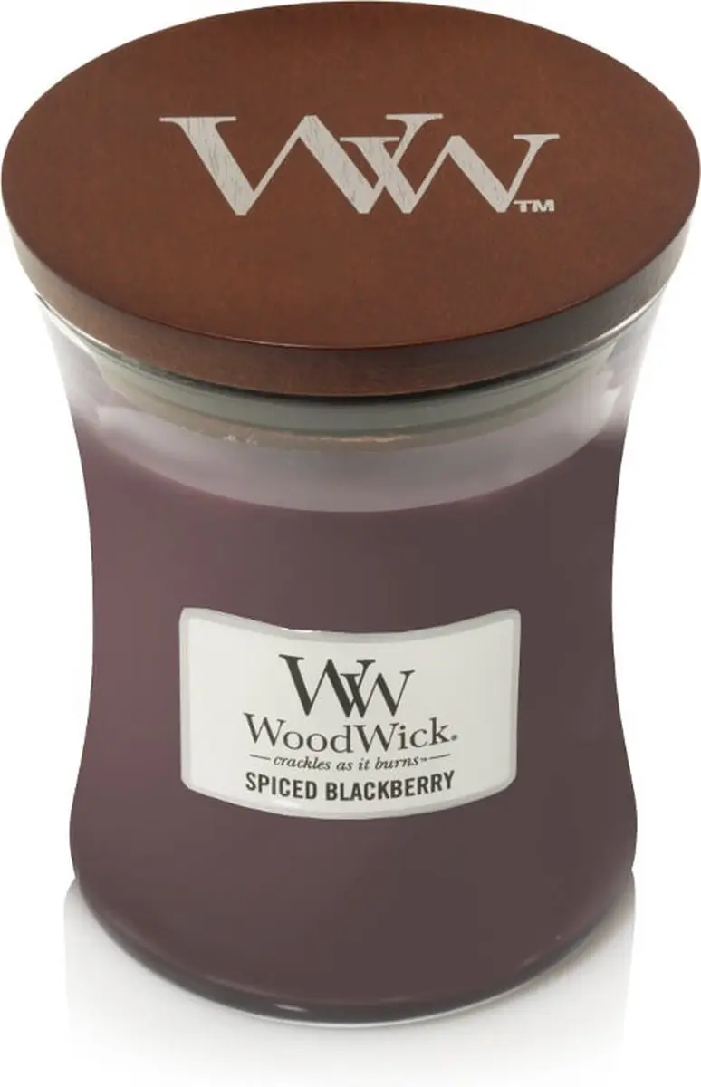 Woodwick Hourglass Geurkaars - Spiced Blackberry 60 uur - Paars