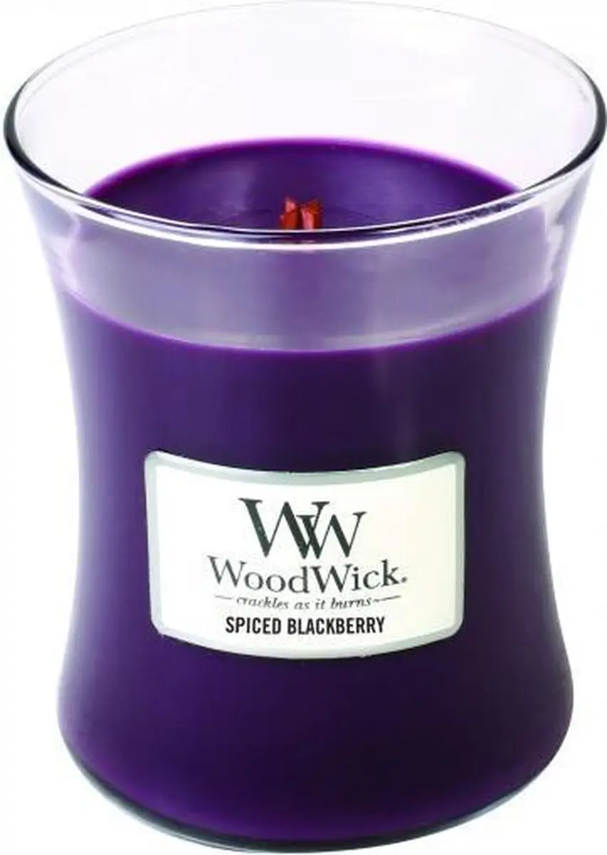 Woodwick Hourglass Geurkaars - Spiced Blackberry 60 uur - Paars