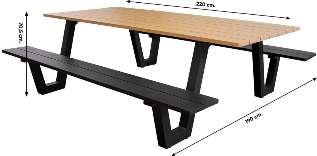 SenS-Line Lorenzo Picknicktafel 220cm - Bruin - 8 Personen - afbeelding 4 van 6
