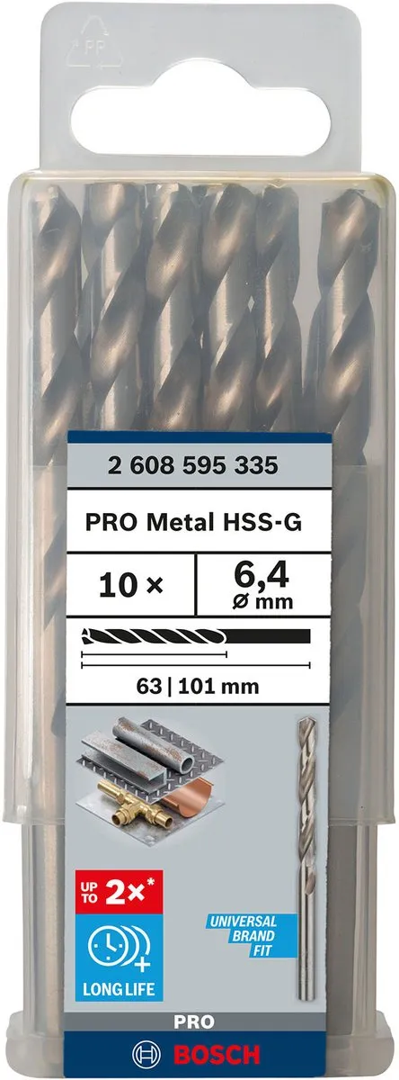 Bosch Professional ST. LINE 6.4mm HSS-G Boorbitten - 10 Stuks