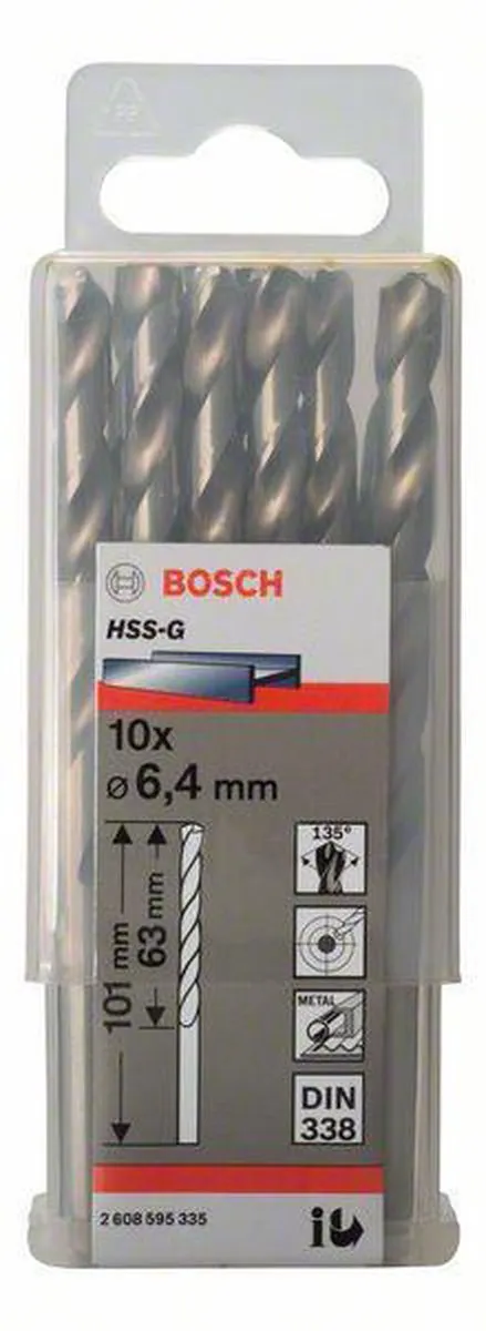 Bosch Professional ST. LINE 6.4mm HSS-G Boorbitten - 10 Stuks