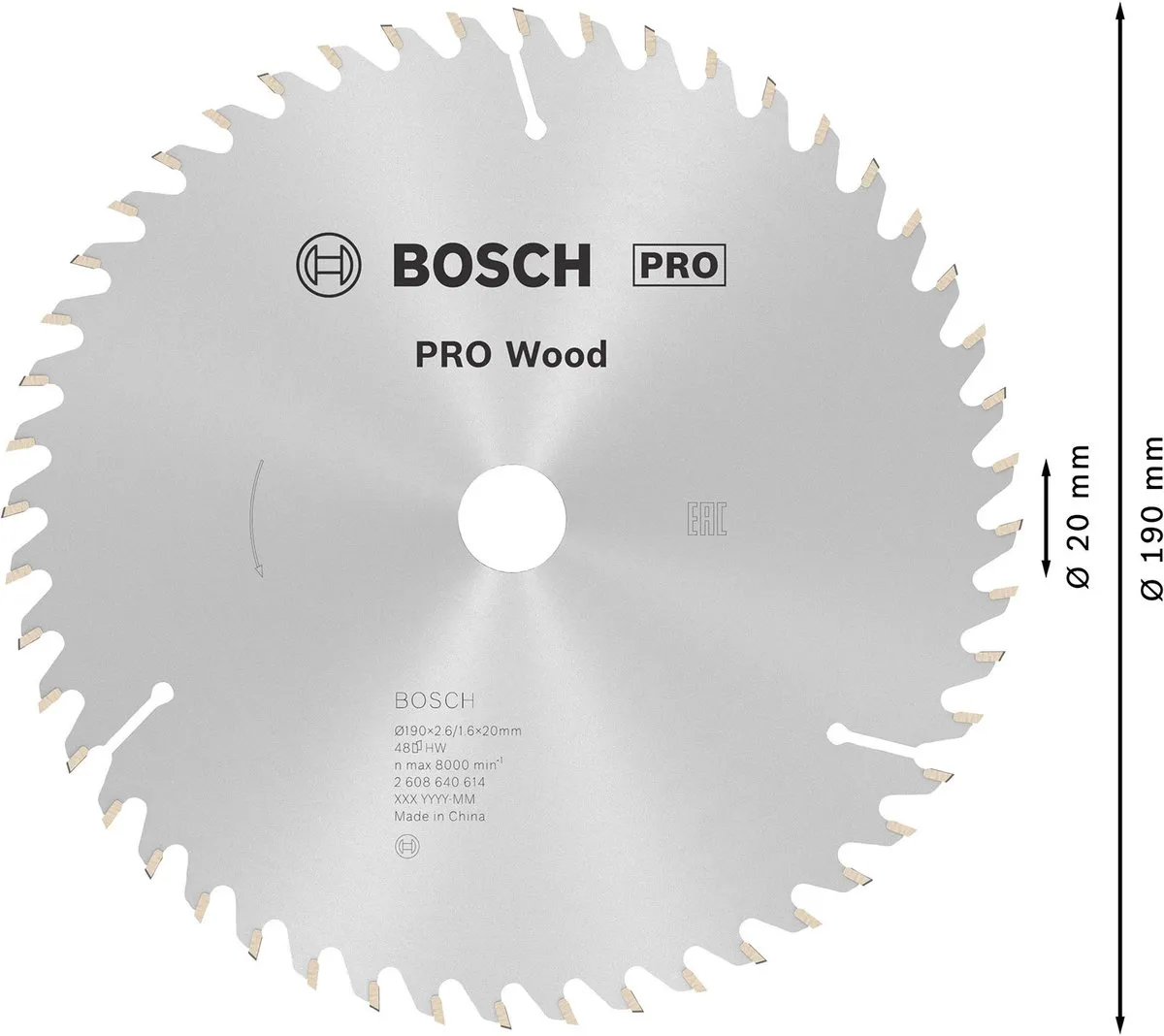 Bosch Professional Cirkelzaagblad 190mm 48T Hout - CIRKZB OPT 190X20/16X2,6