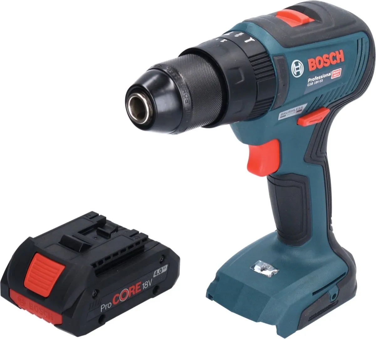 Bosch Professional GSB 18V-55 Accu-Klopboormachine 55Nm - Borstelloos - 1x 4,0Ah ProCORE