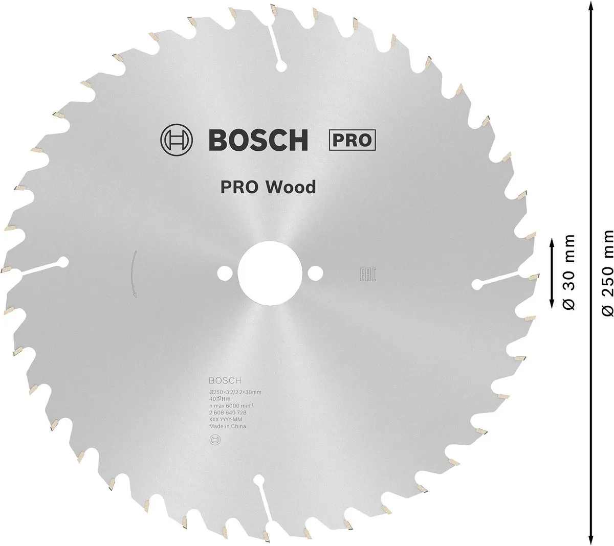 Bosch Professional Cirkelzaagblad Optiline 250mm Hout - 40T