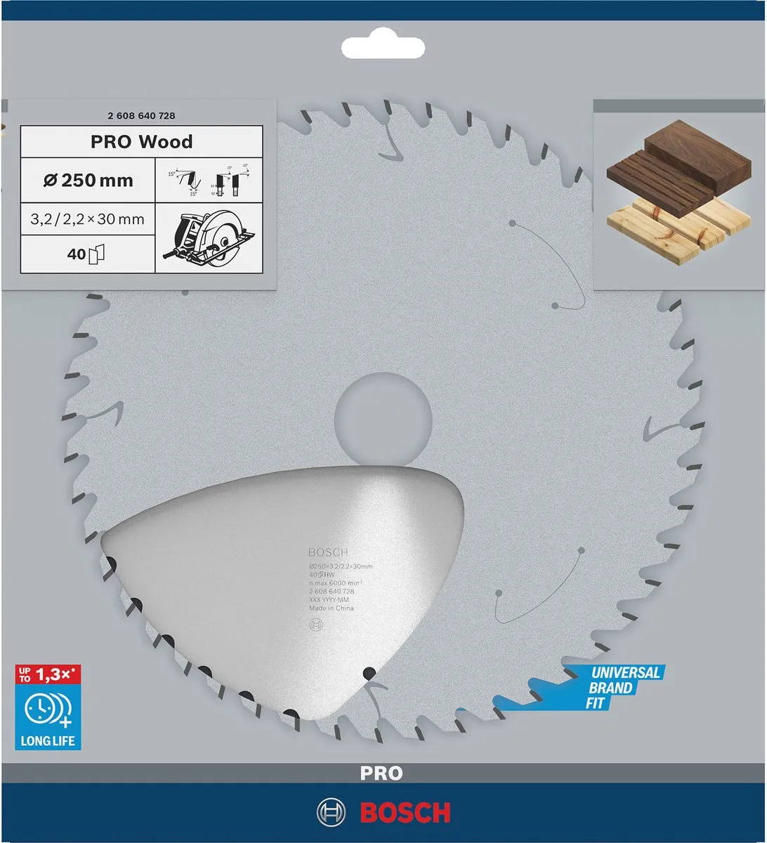 Bosch Professional Cirkelzaagblad Optiline 250mm Hout - 40T