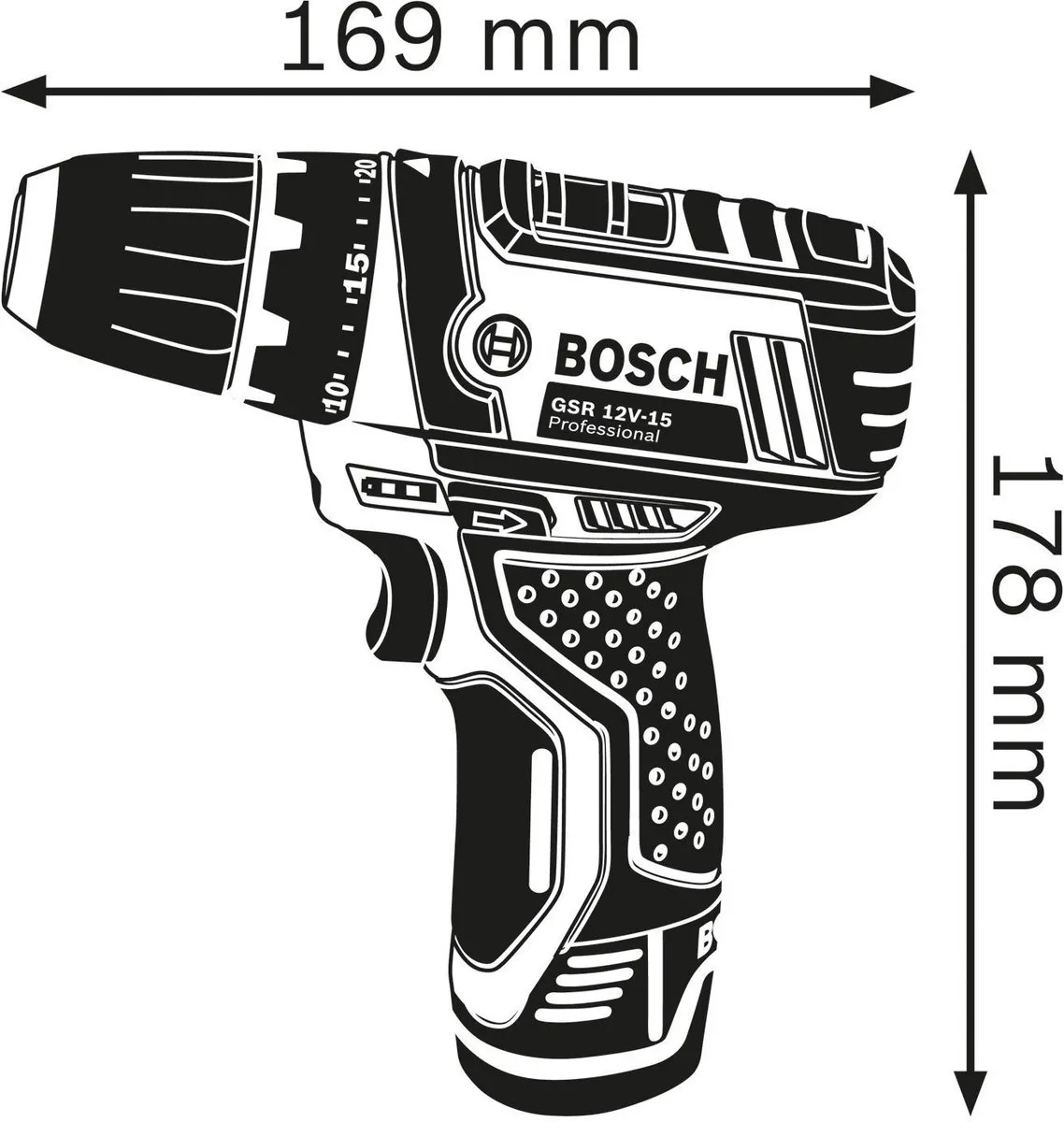 Bosch Professional GSR 12V-15 Accuboormachine Set - 2x 2000mAh