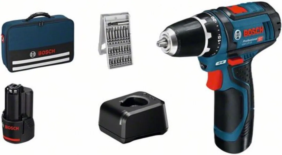 Bosch Professional GSR 12V-15 Accuboormachine Set - 2x 2000mAh