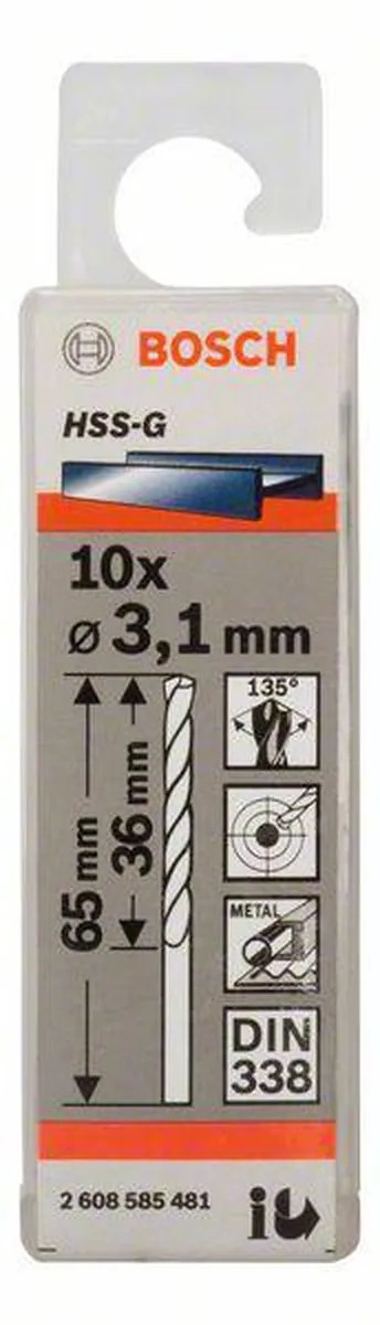 Bosch Professional ST. LINE 3.1mm HSS-G Boor - 10 Stuks