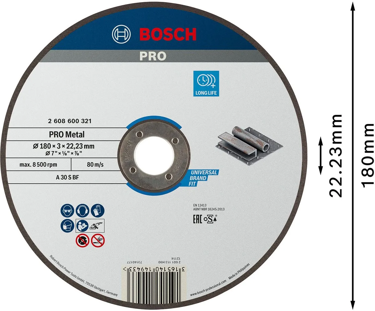 Bosch Professional DSS RECHT MET 180X3 - 180mm Metaal