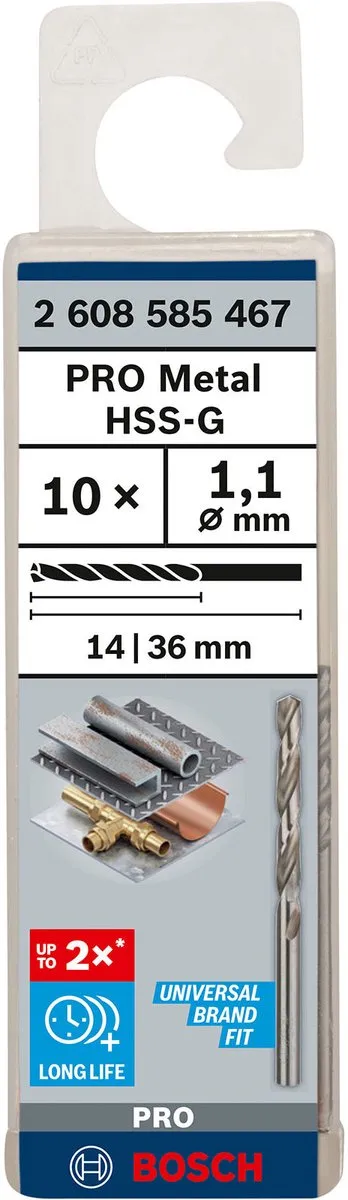Bosch Professional ST. LINE 1.1mm HSS-G Boor - 10 Stuks