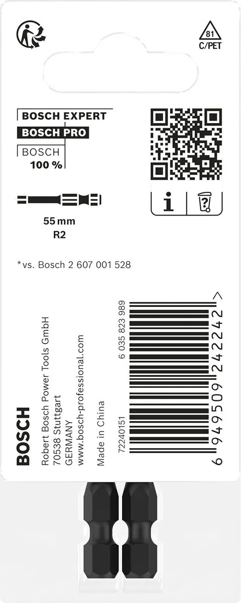 Bosch Professional Robertson Slagbits R2 55mm - 2-delig