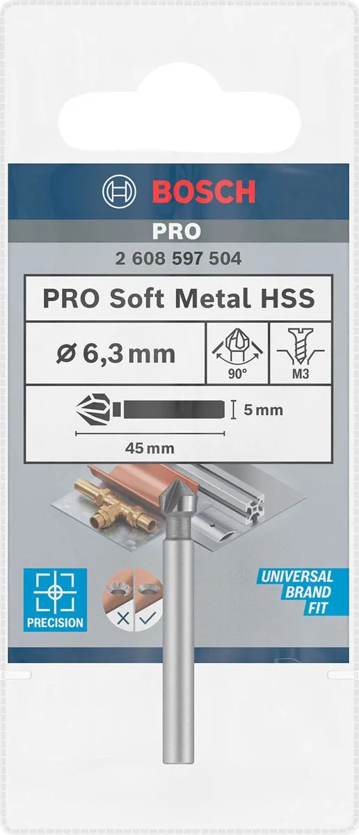 Bosch Professional Verzinkboor 6,3mm Hout - 2608597504