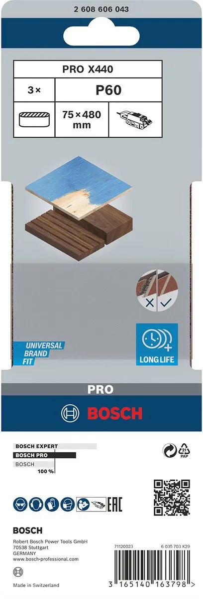 Bosch Professional 3 Banden 75x480 Best Wood+Paint - 3 Stuks