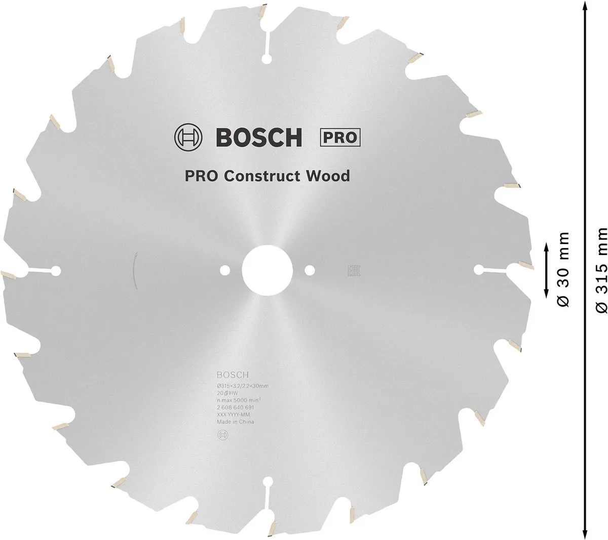 Bosch Professional Cirkelzaagblad Construct Wood 315mm - Hout - afbeelding 2 van 6