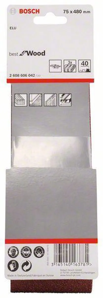 Bosch Professional 3 Banden 75x480mm Best Wood+Paint - 3 Stuks