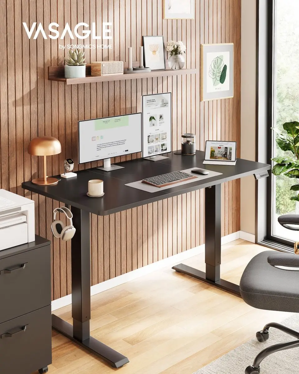 Songmics Bureau In Hoogte Verstelbaar 120x60cm - Zit-Sta - Vintagebruin - afbeelding 2 van 6