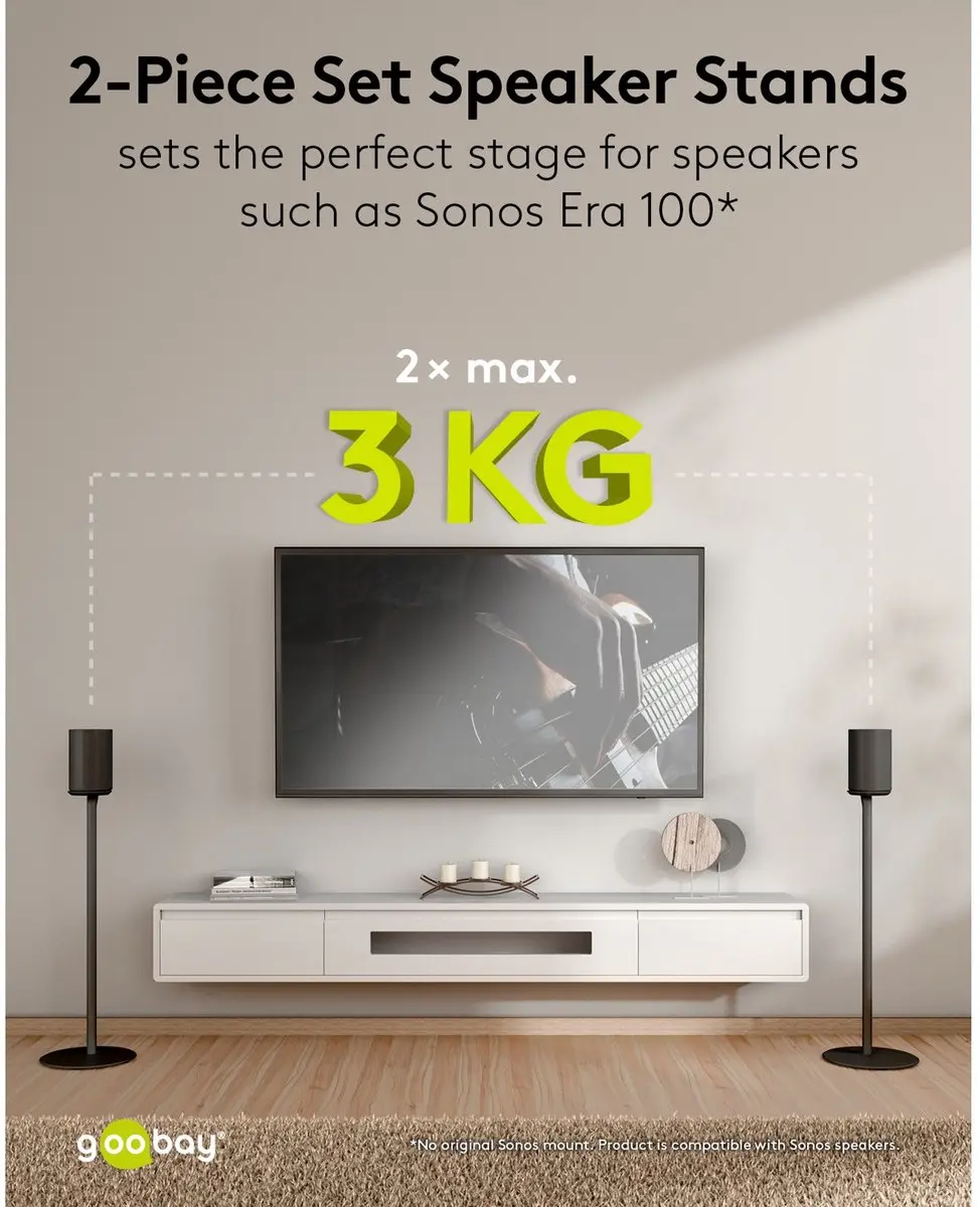 Goobay Modern Era 1 Base Luidsprekerstandaard - Sonos Era 100 - Zwart