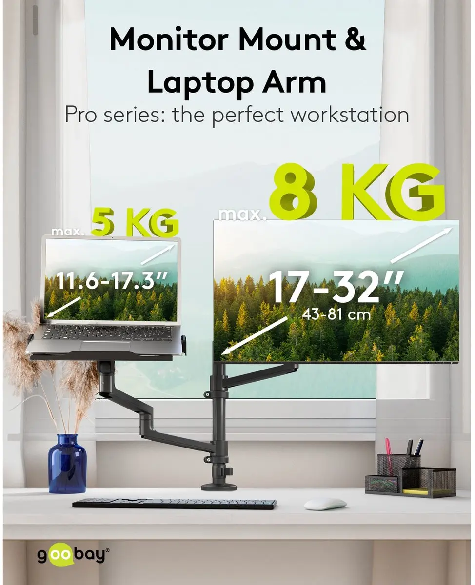 Goobay Deluxe Monitorbeugel 74417 - 17-32" - 8kg - Zwart