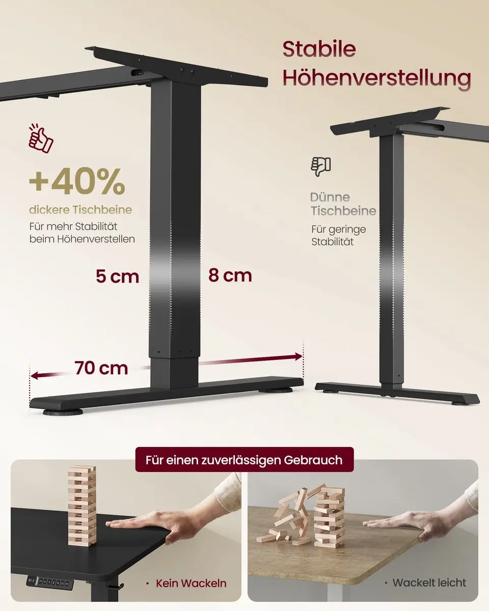 Songmics Bureau Inktzwart Zit-Sta 180x80cm - afbeelding 4 van 6