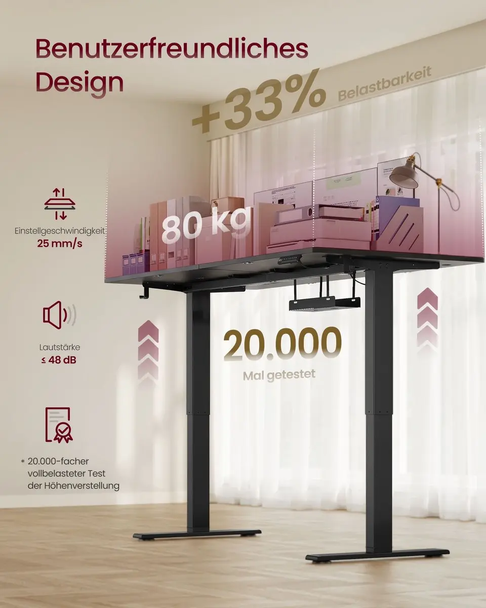 Songmics Bureau Inktzwart Zit-Sta 180x80cm - afbeelding 6 van 6