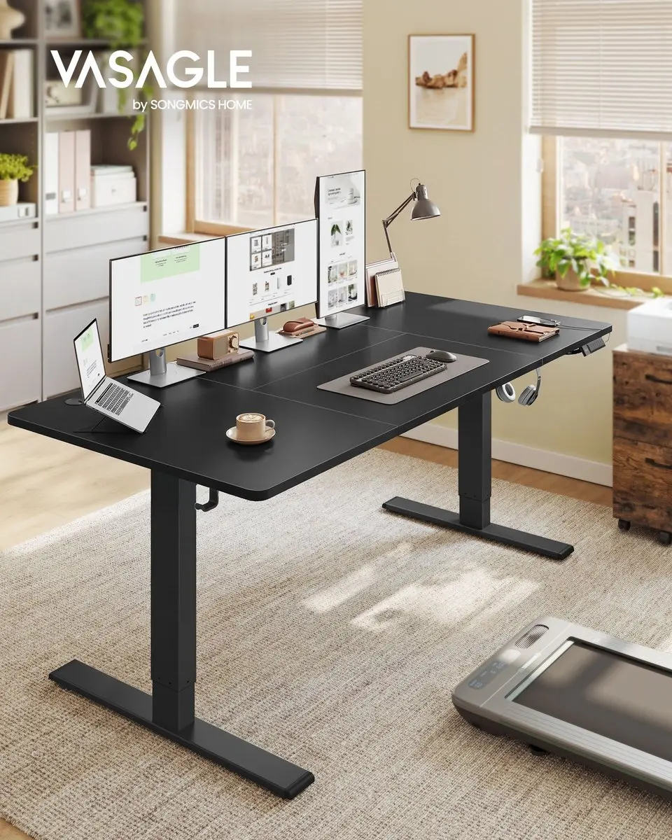 Songmics Bureau Inktzwart Zit-Sta 180x80cm - afbeelding 2 van 6