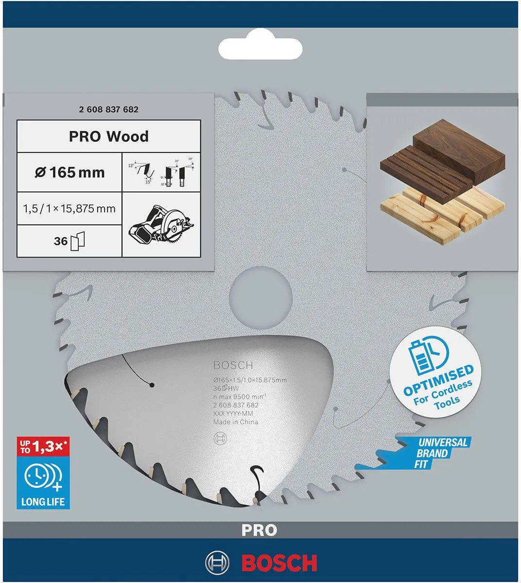 Bosch PRO Wood Zaagblad 165mm - 36 Tanden - 1 Stuk