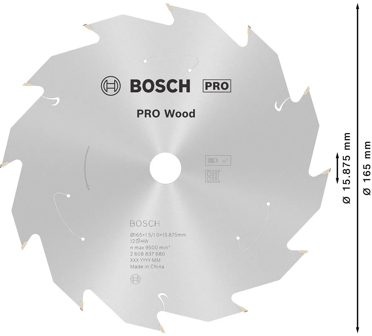 Bosch PRO Wood Zaagblad 165mm - 36 Tanden - 1 Stuk - afbeelding 6 van 6