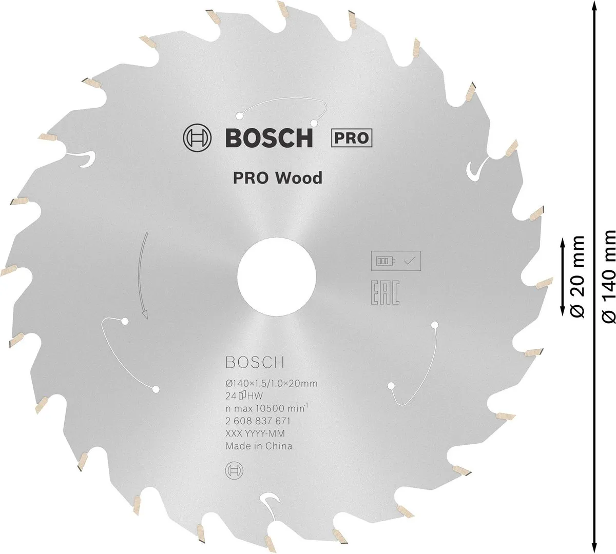 Bosch Professional Wood Accuzaagblad 140mm - 24 Tanden