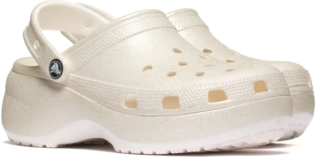 Crocs Classic Platform Glitter Klompen Beige EU 41-42 Vrouw