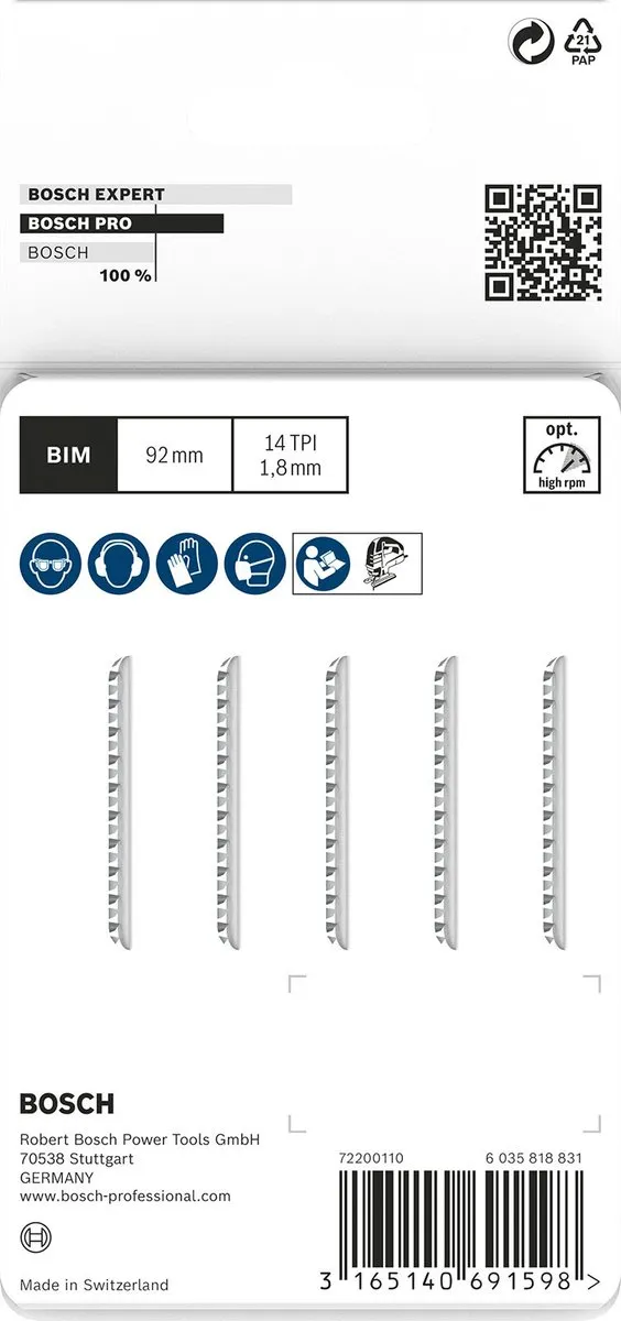 Bosch Professional T102BF Decoupeerzaagblad - Plexiglas