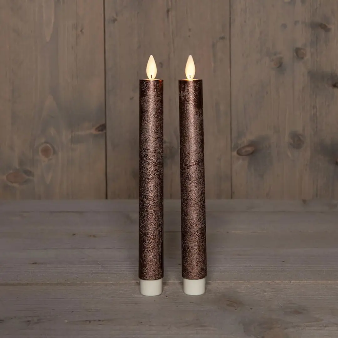 Anna's Collection LED Dinerkaarsen 23cm - 2 Stuks - Brons