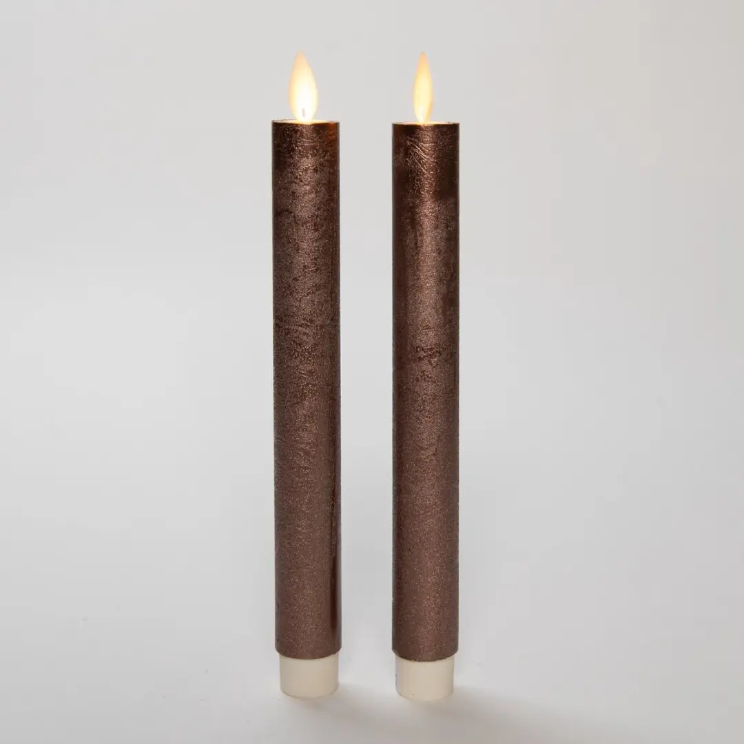Anna's Collection LED Dinerkaarsen 23cm - 2 Stuks - Brons
